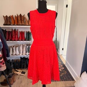 Tommy Hilfiger Vibrant Red Lace Mini Dress